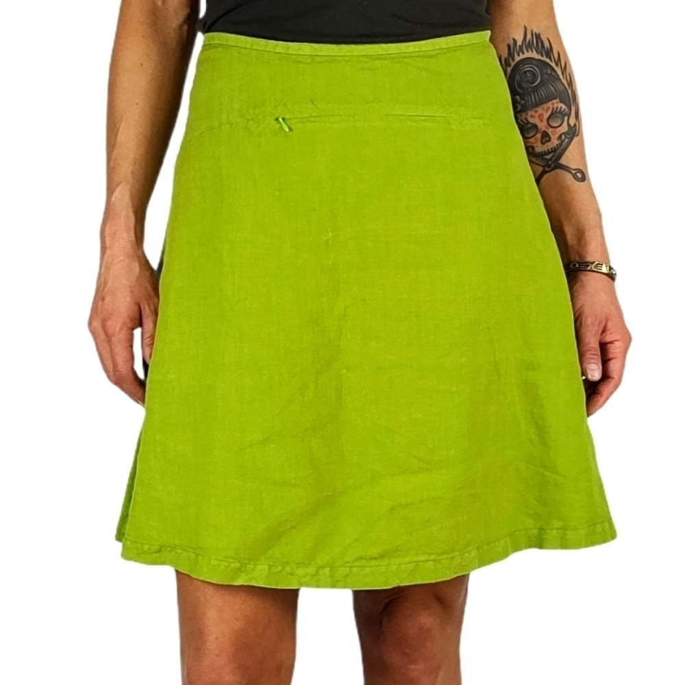 Texture 100% HEMP Skirt Size X Small Green Pocket